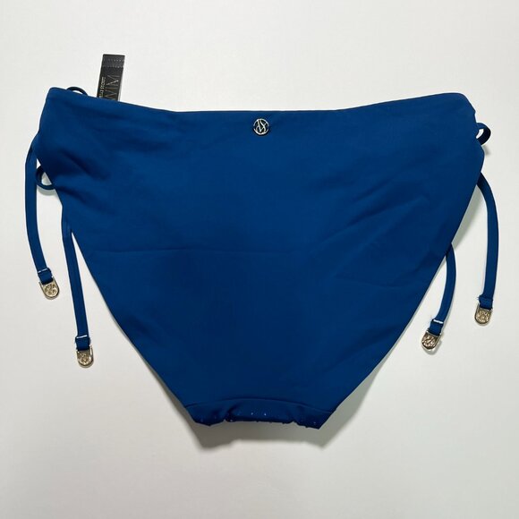 Victoria Secret Large L Bikini Bottom DOUBLE Side Tie Shine Sapphire Blue - Picture 6 of 9